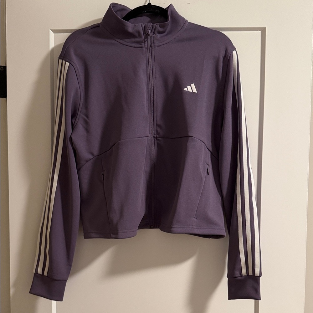 Adidas Lavender Zip-Up Jacket with White Stripes